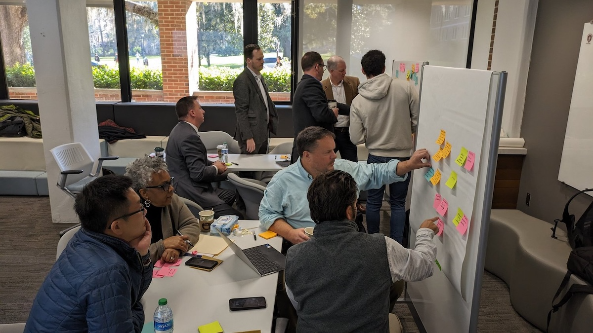 People working collaboratively in the FSU Innovation Hub