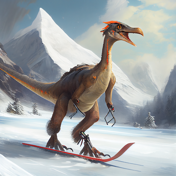 Dinosaur skiing